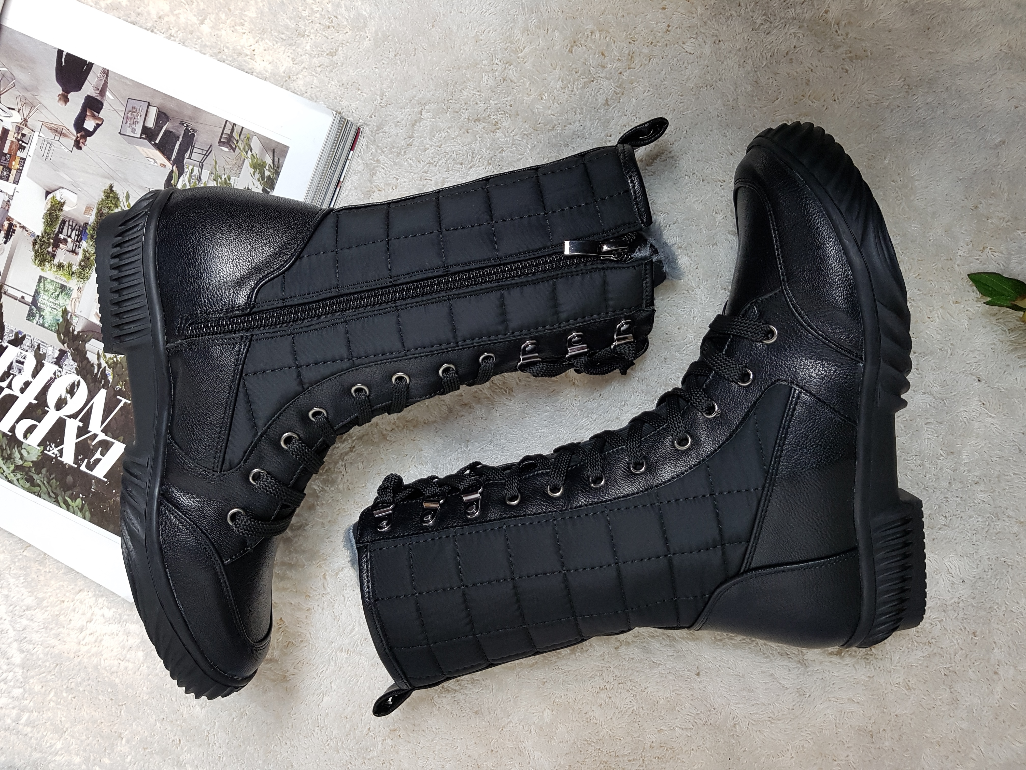 Lace up padded boots 222 Luxurious cute casual lon