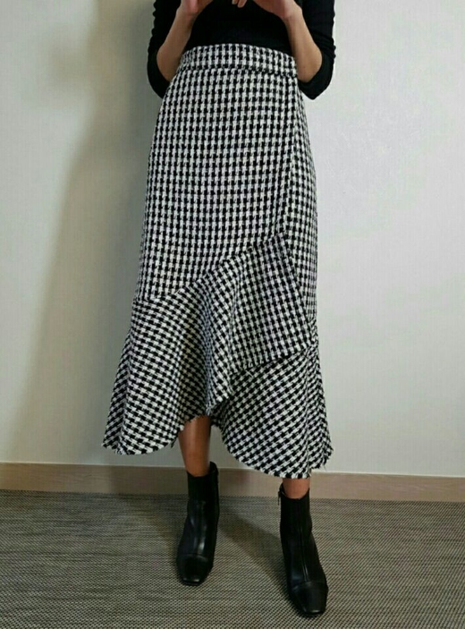 Tweed Long Skirt 20 Women's Casual Style Long F