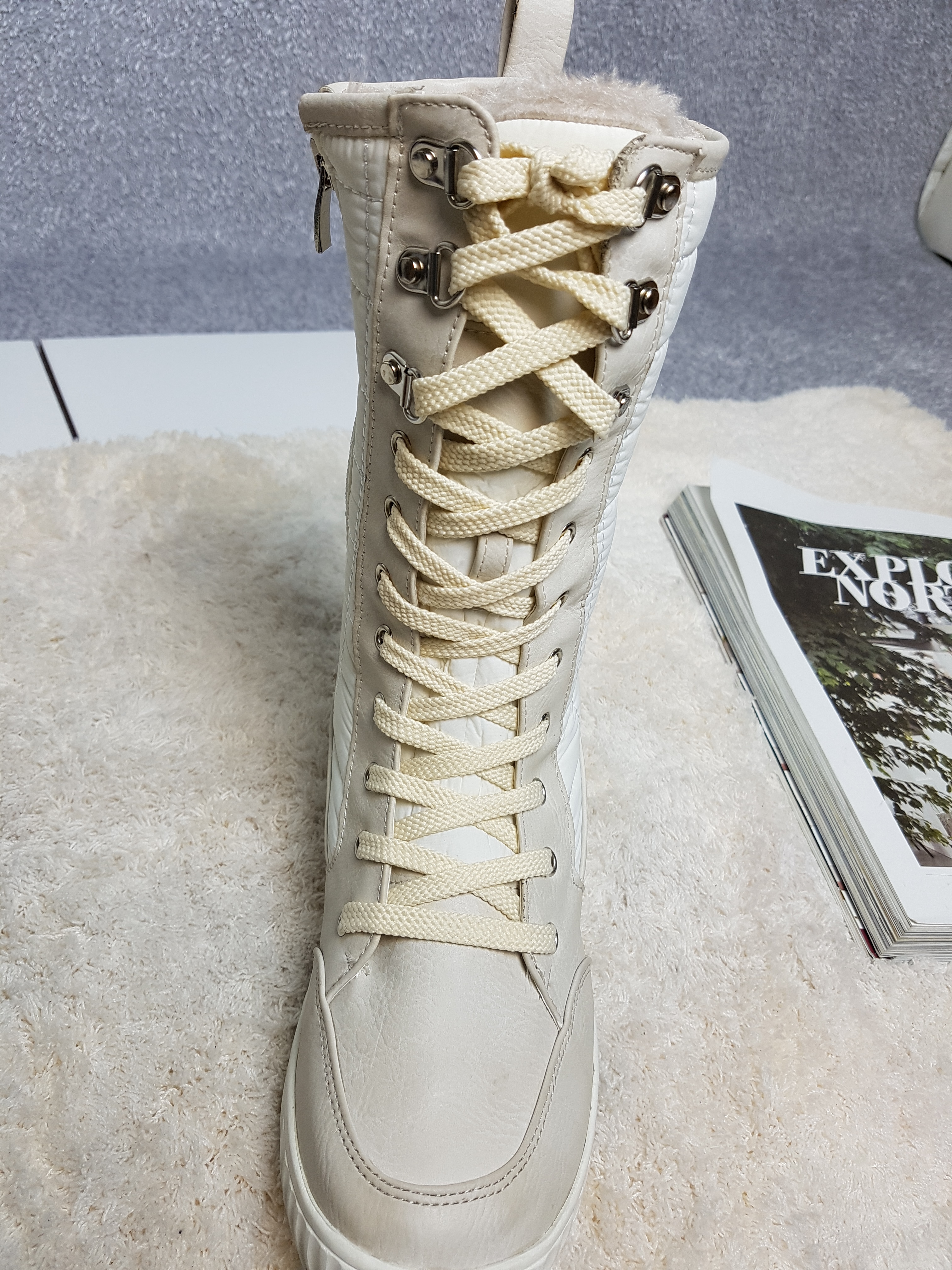 Lace up padded boots 222 Luxurious cute casual lon