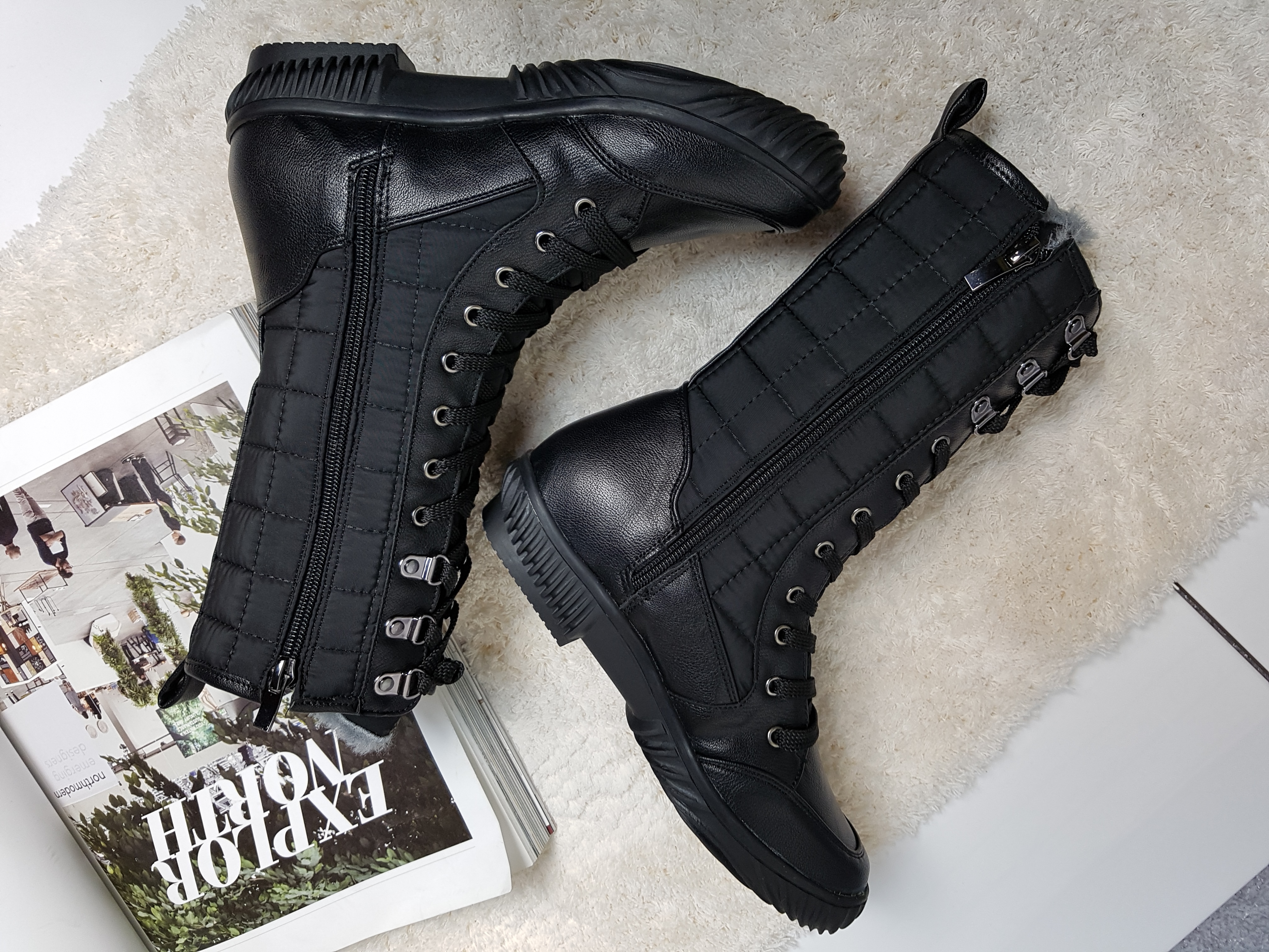 Lace up padded boots 222 Luxurious cute casual lon