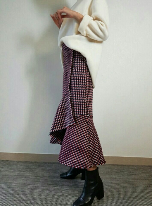 Tweed Long Skirt 20 Women's Casual Style Long F