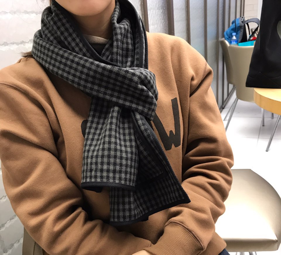 Autumn check muffler 2color Women Classic Vintage 