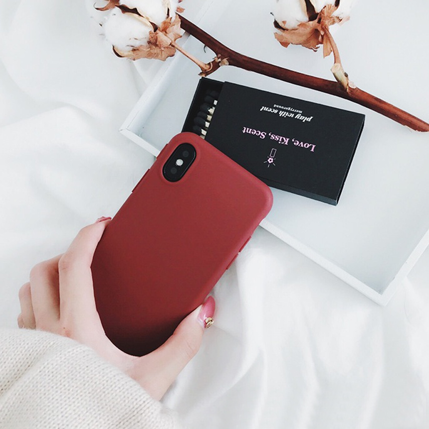 Maroon iPhone 8 simple case plus strap card embroi