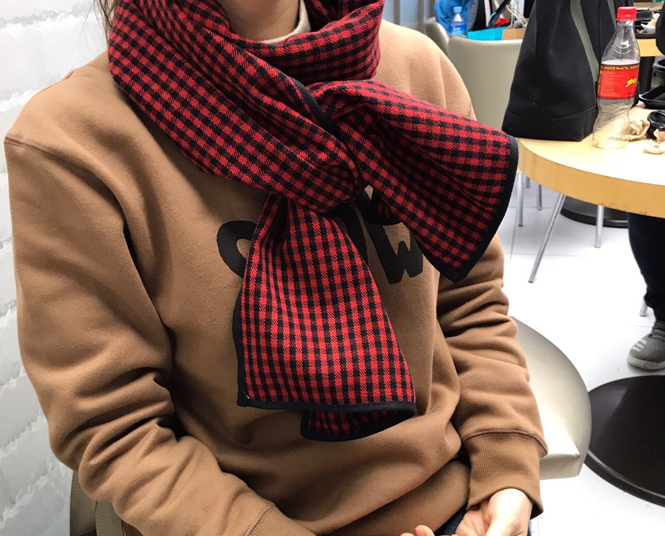 Autumn check muffler 2color Women Classic Vintage 