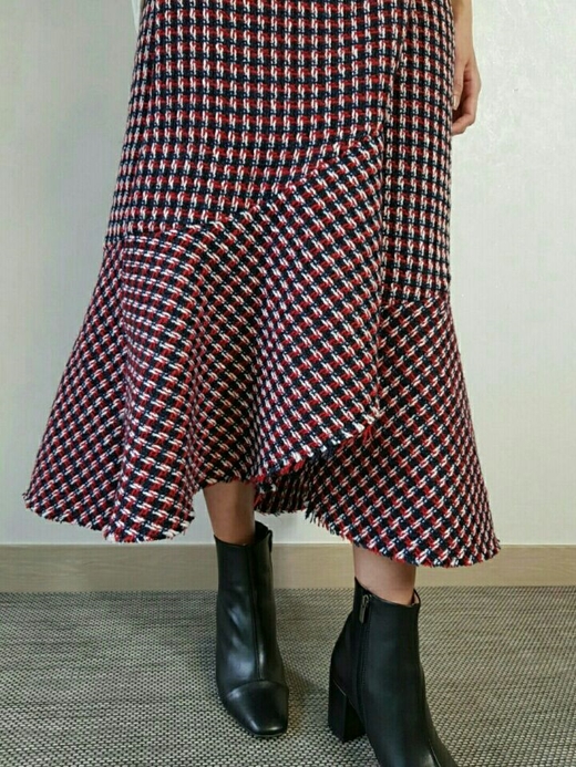 Tweed Long Skirt 20 Women's Casual Style Long F