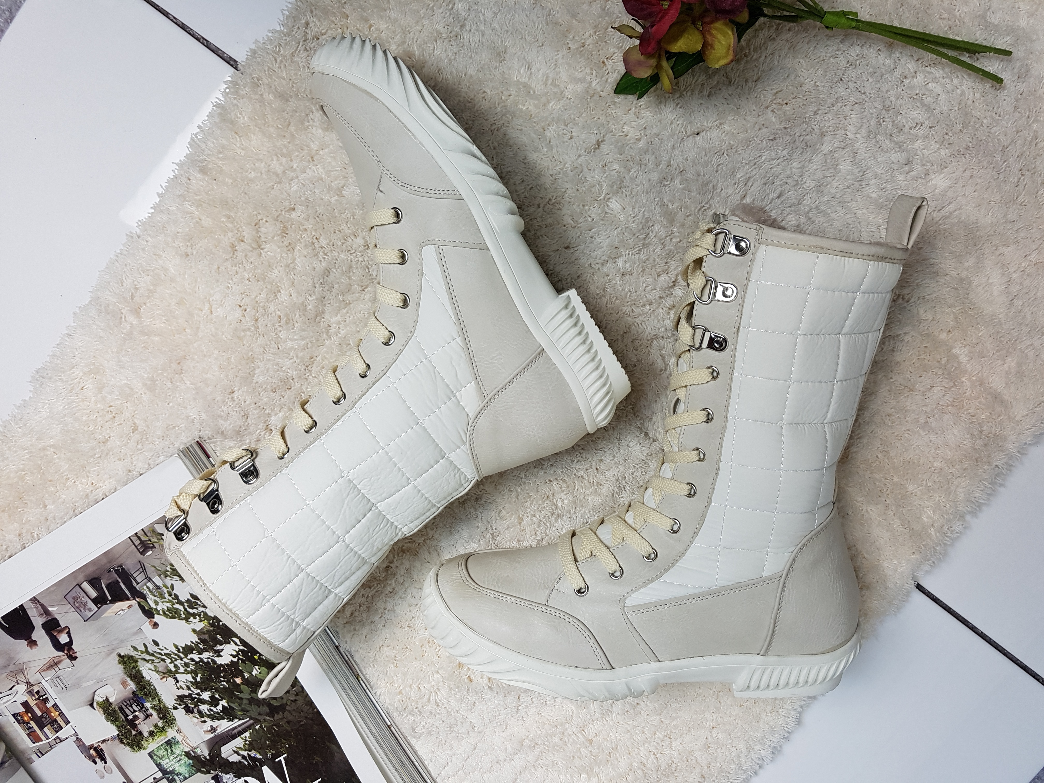 Lace up padded boots 222 Luxurious cute casual lon