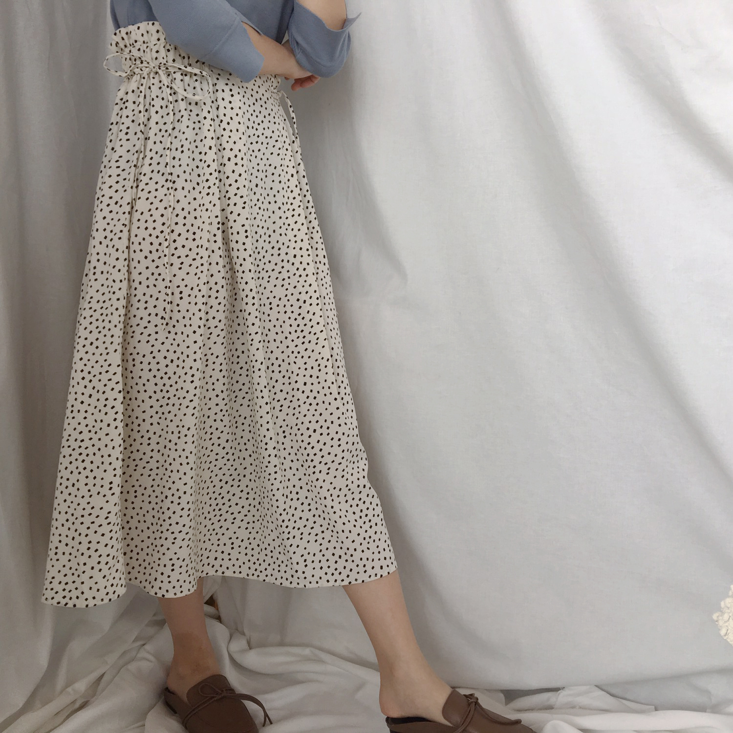 French Chiffon Long Dot Skirt 30's Female Guest