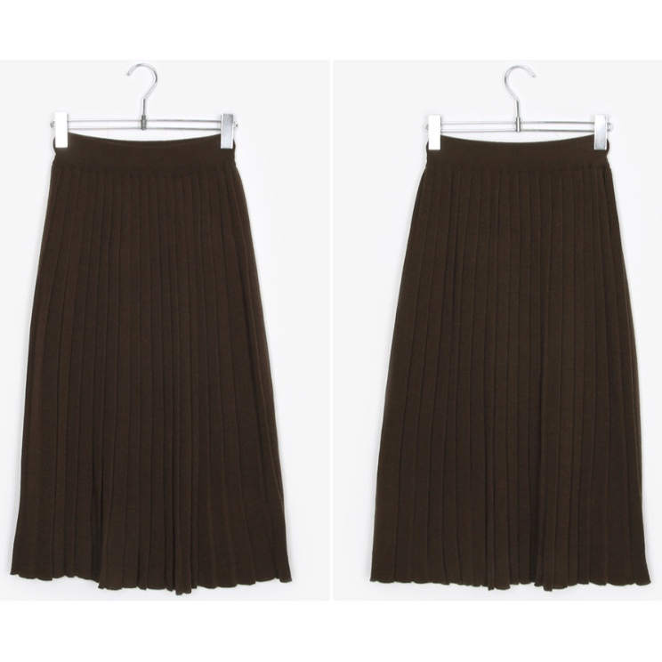 Winter knit pleated long skirt 4color wrinkles
