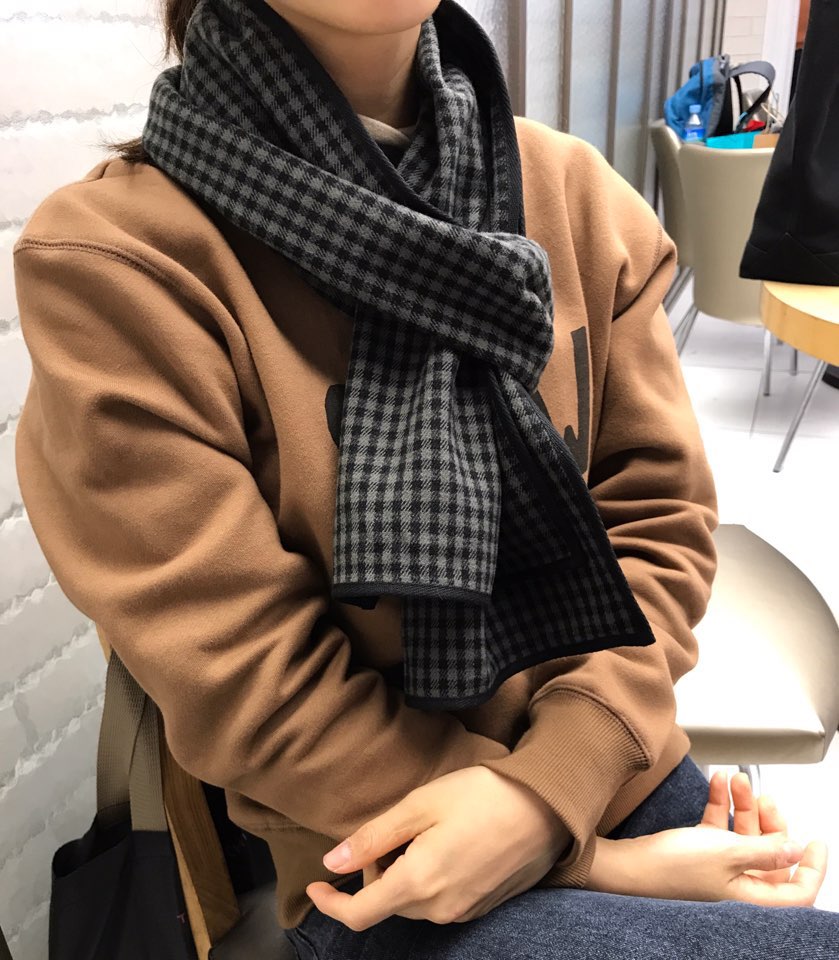 Autumn check muffler 2color Women Classic Vintage 