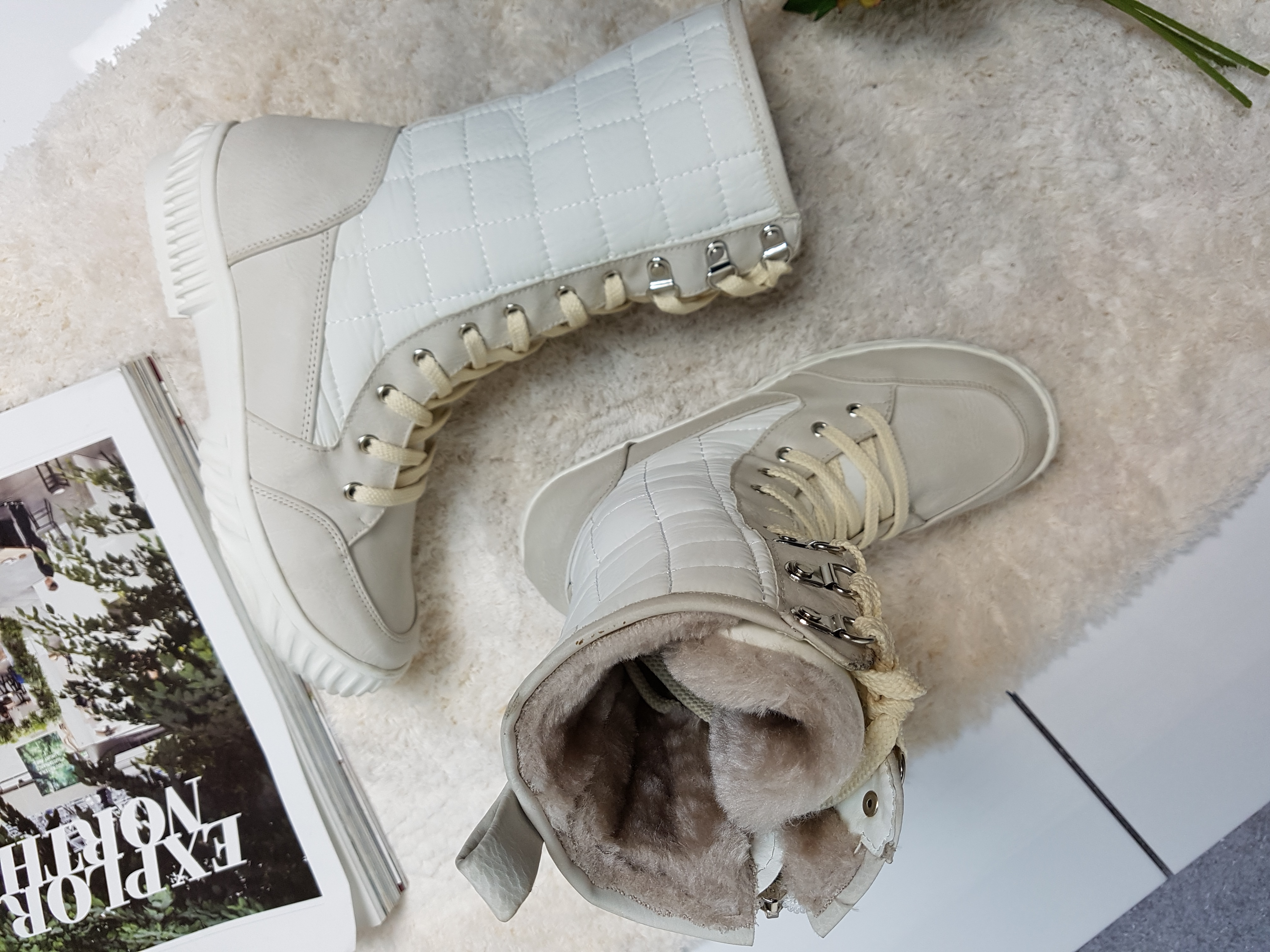 Lace up padded boots 222 Luxurious cute casual lon