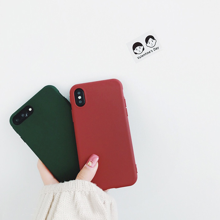 Maroon iPhone 8 simple case plus strap card embroi