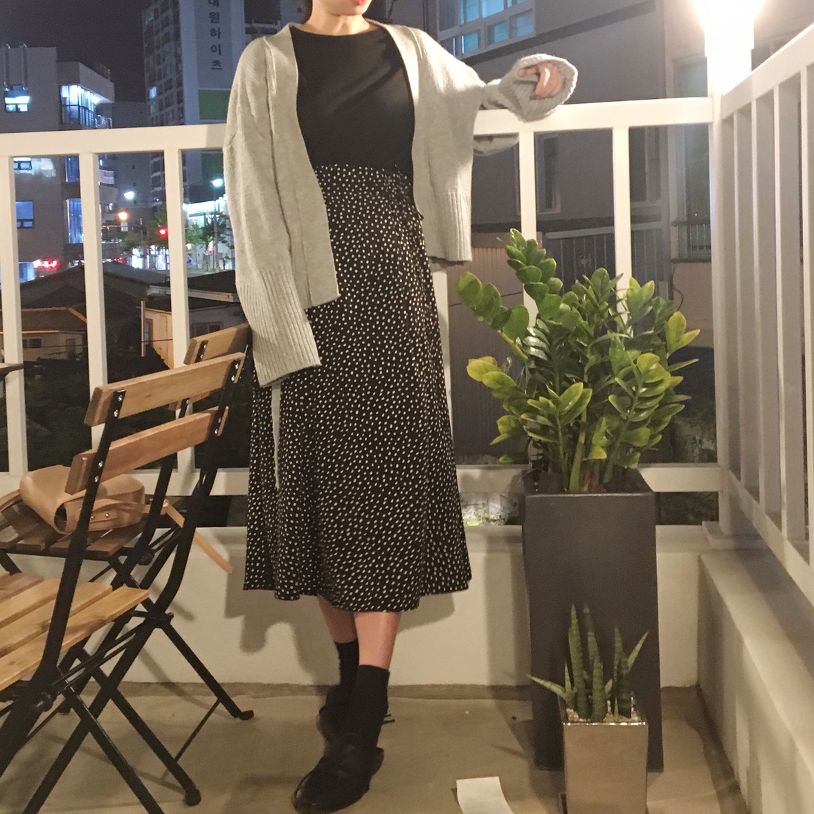 French Chiffon Long Dot Skirt 30's Female Guest