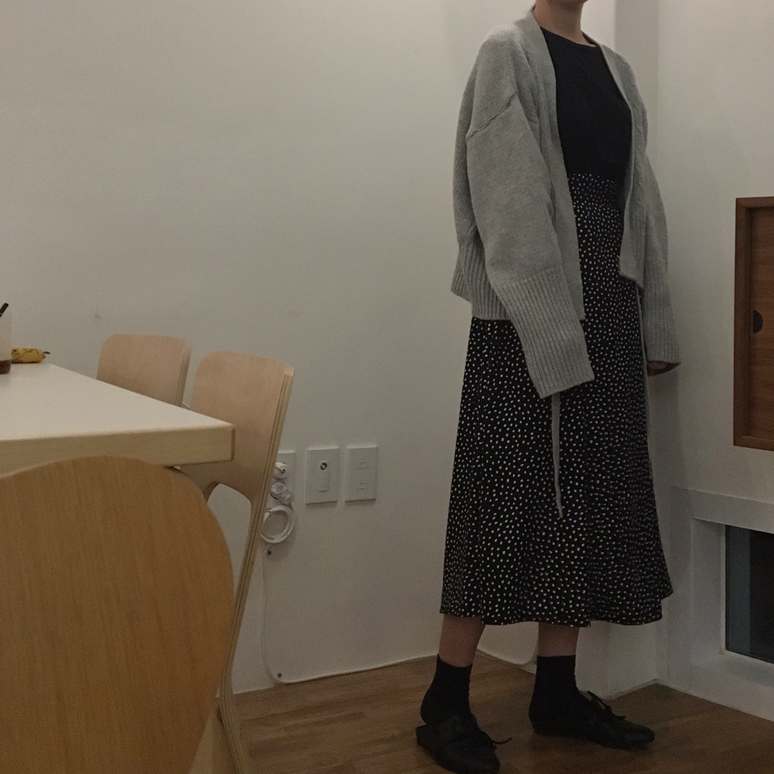 French Chiffon Long Dot Skirt 30's Female Guest