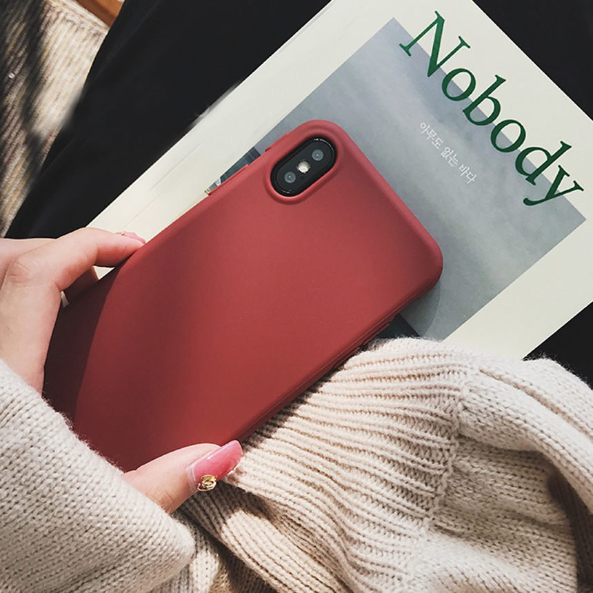 Maroon iPhone 8 simple case plus strap card embroi