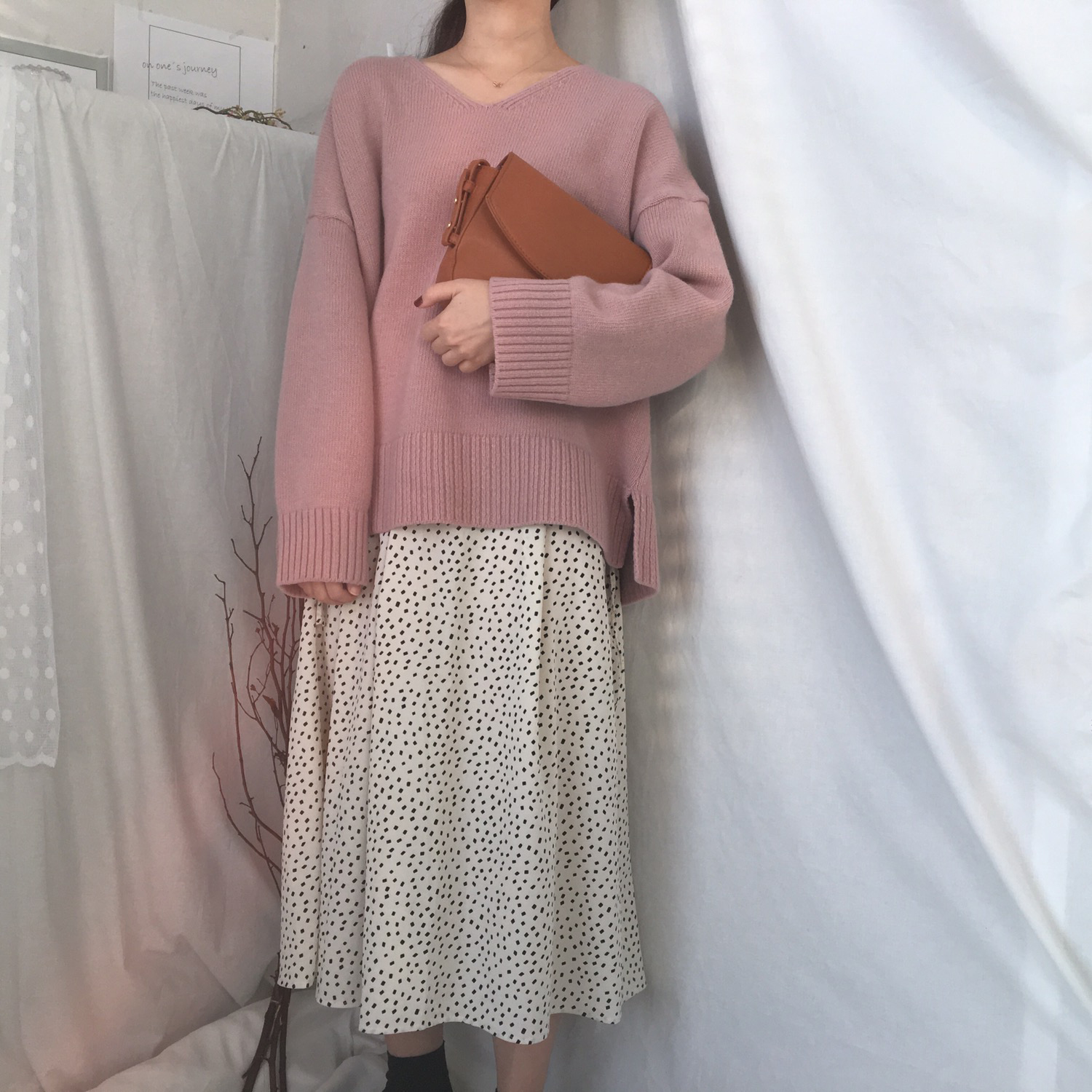 French Chiffon Long Dot Skirt 30's Female Guest