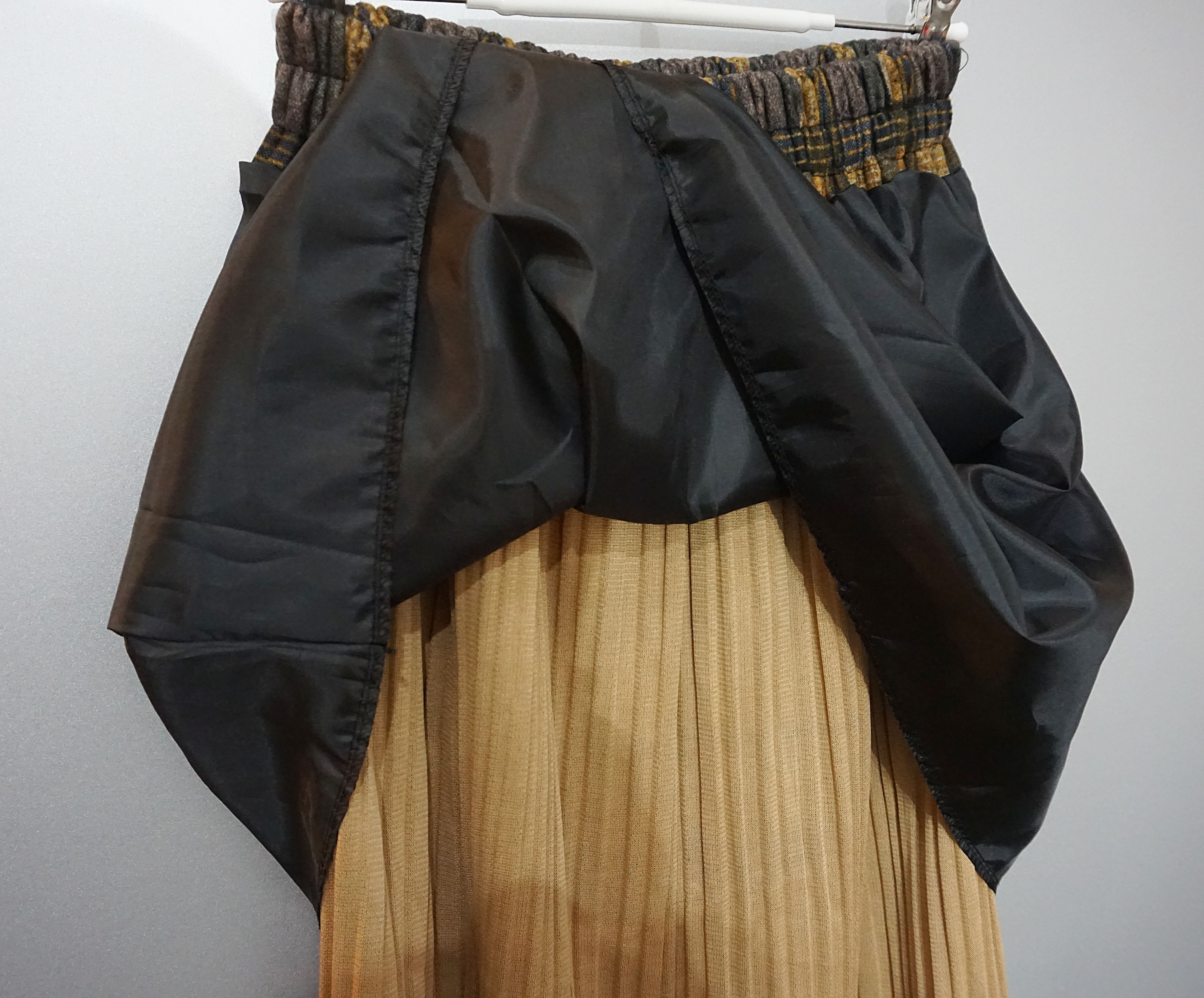 Check Pleated Banding Skirt Winter Long A-line Wri
