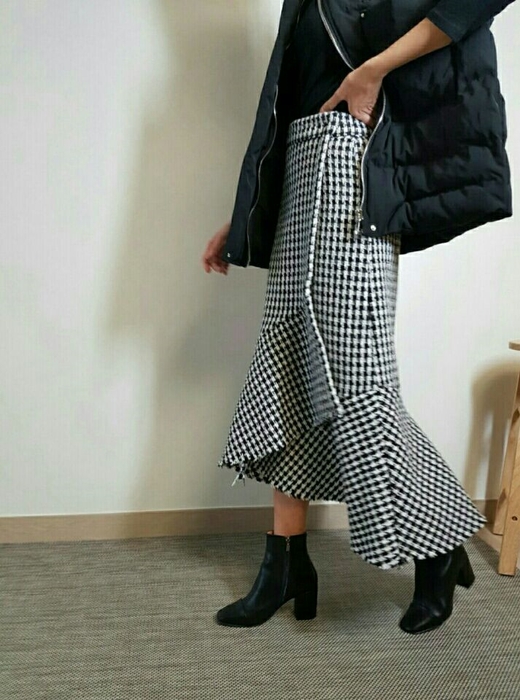 Tweed Long Skirt 20 Women's Casual Style Long F