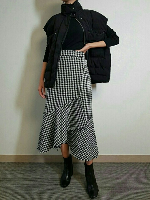 Tweed Long Skirt 20 Women's Casual Style Long F