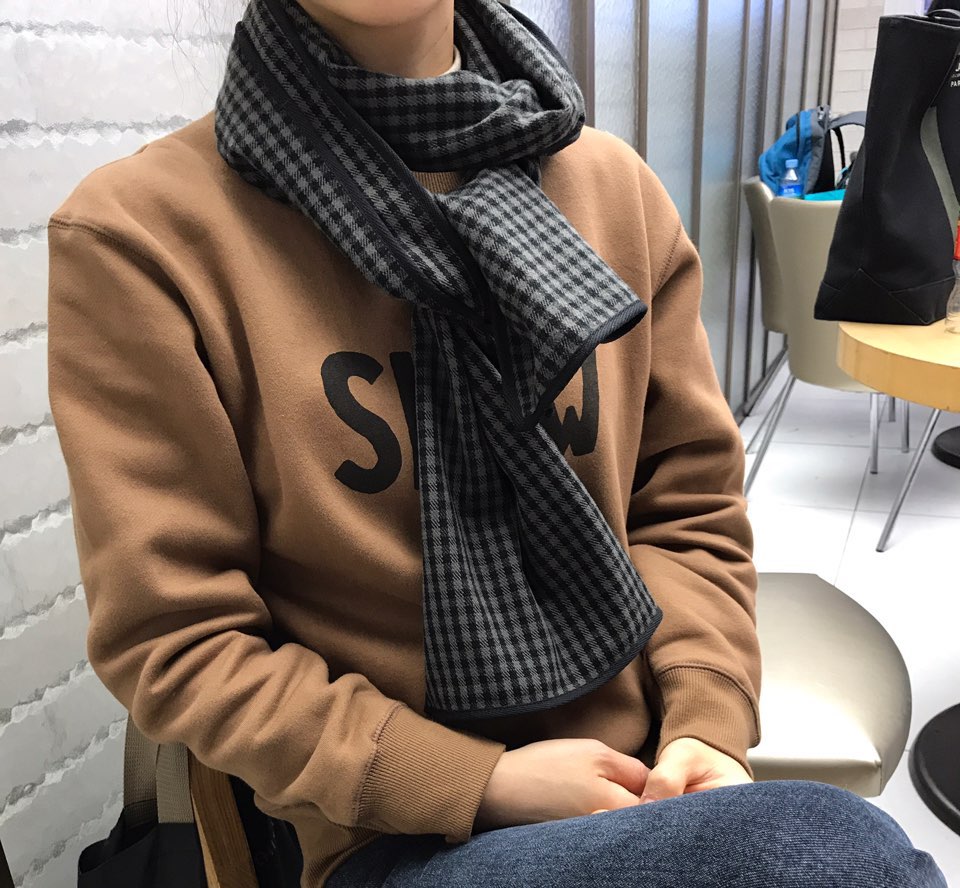 Autumn check muffler 2color Women Classic Vintage 
