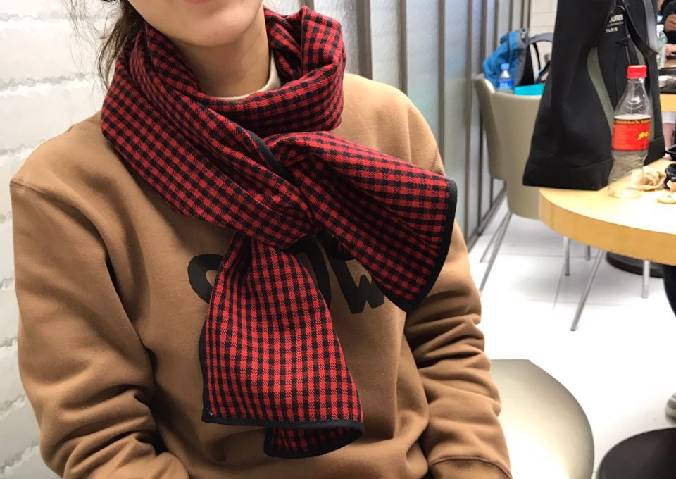Autumn check muffler 2color Women Classic Vintage 