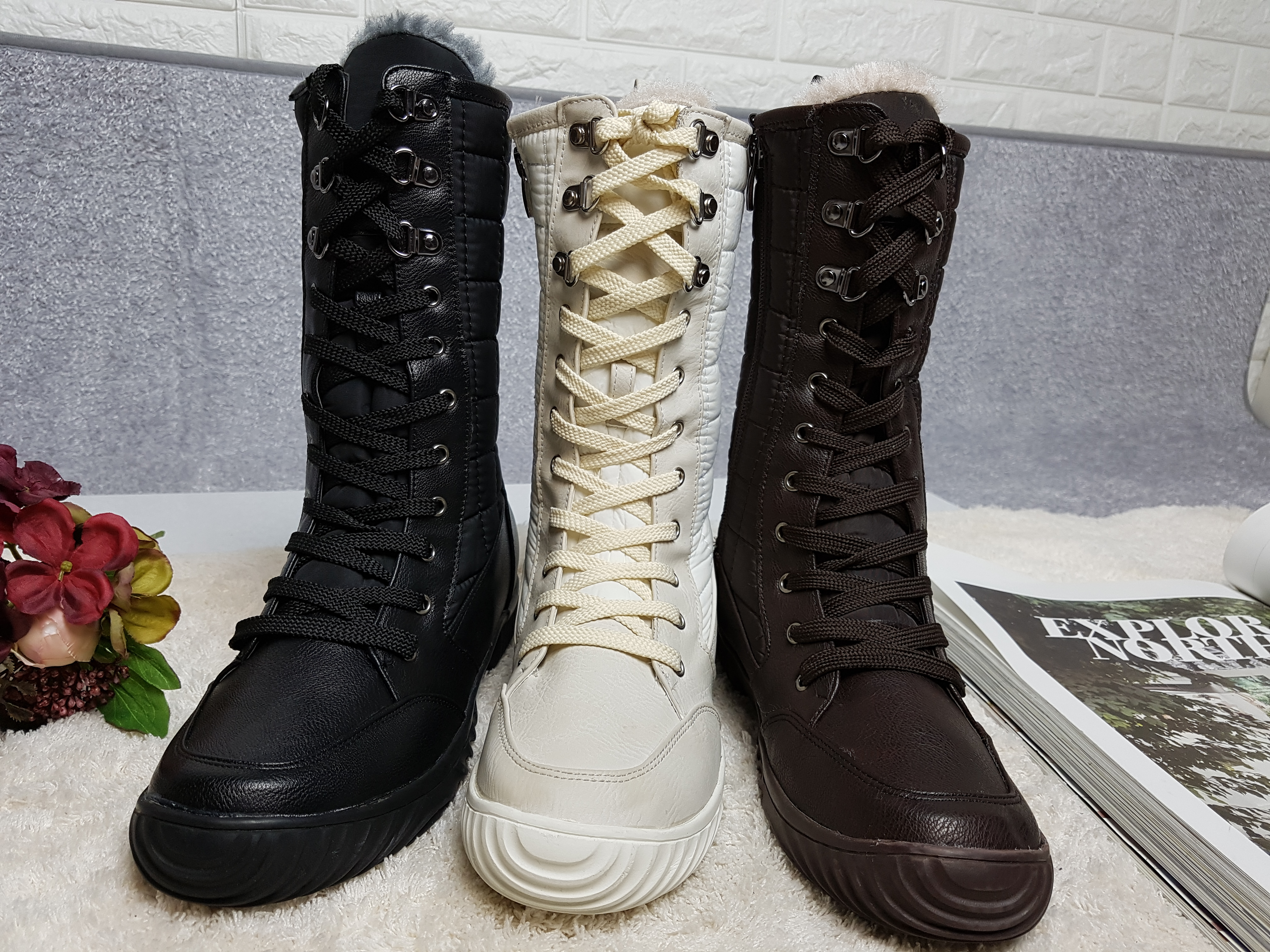 Lace up padded boots 222 Luxurious cute casual lon