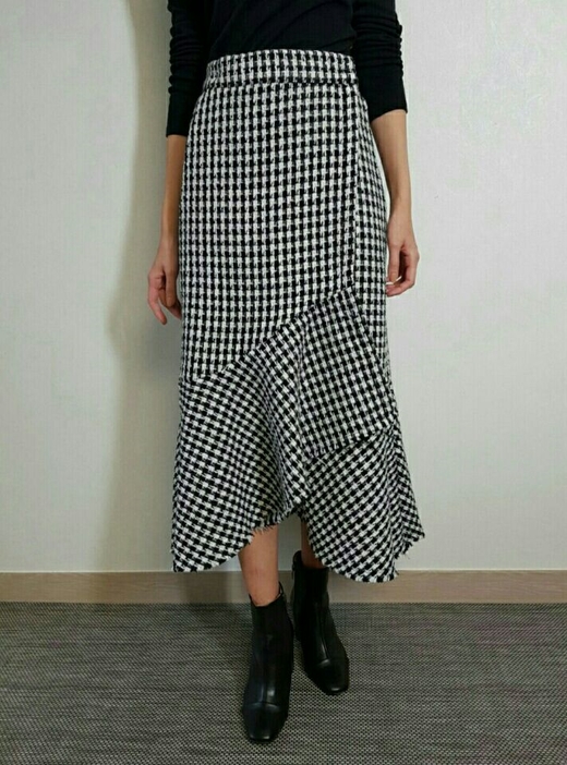 Tweed Long Skirt 20 Women's Casual Style Long F