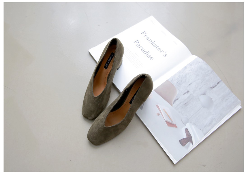 Square-heeled gloves Suede pumps 6cm Shoes Luxurio