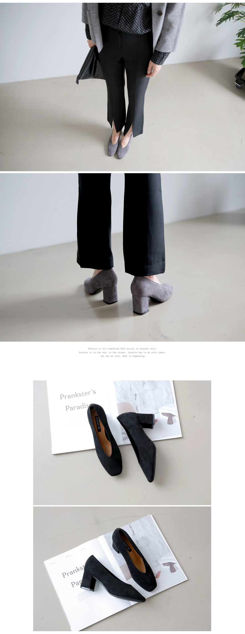 Square-heeled gloves Suede pumps 6cm Shoes Luxurio