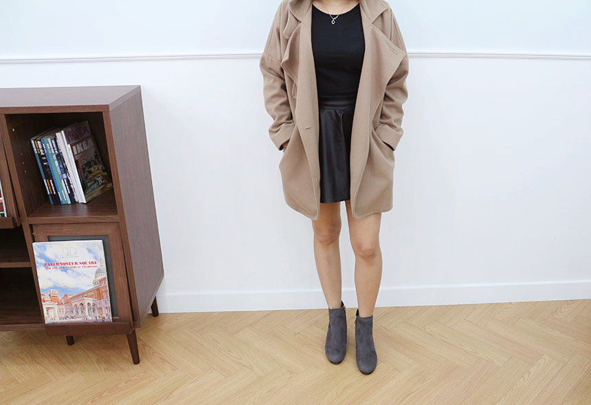 Bean shoe suede angle boots color 2.5 cm sweet and