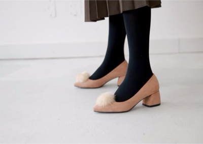 Mink fur suede pumps midsole 5cm 3color women 20s 