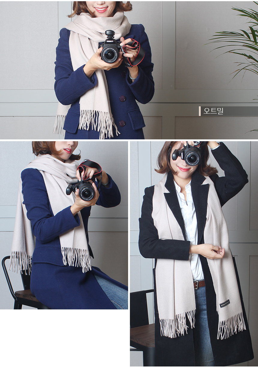 Plain cashmere wide muffler shawl luxury gift 30 l