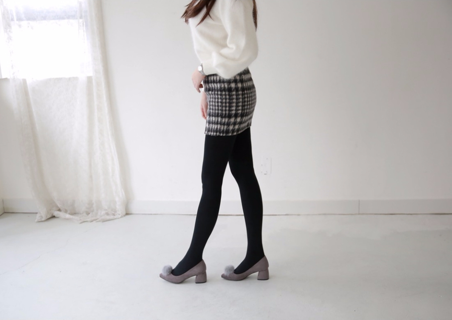 Mink fur suede pumps midsole 5cm 3color women 20s 