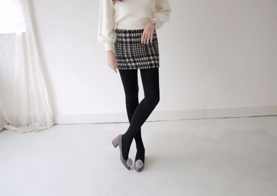 Mink fur suede pumps midsole 5cm 3color women 20s 