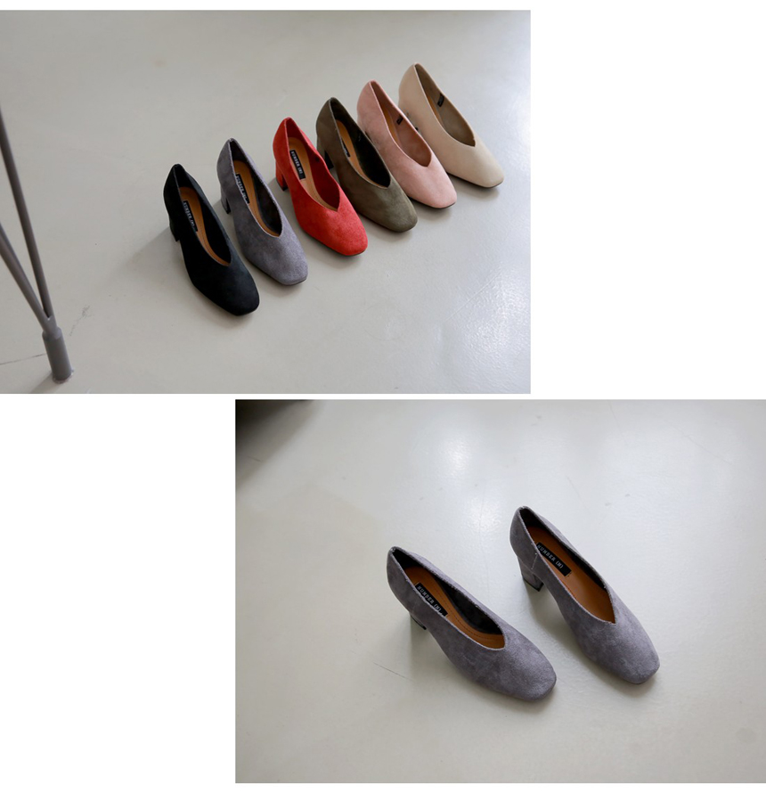 Square-heeled gloves Suede pumps 6cm Shoes Luxurio