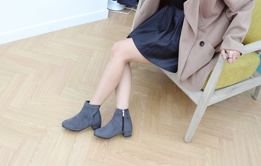 Bean shoe suede angle boots color 2.5 cm sweet and
