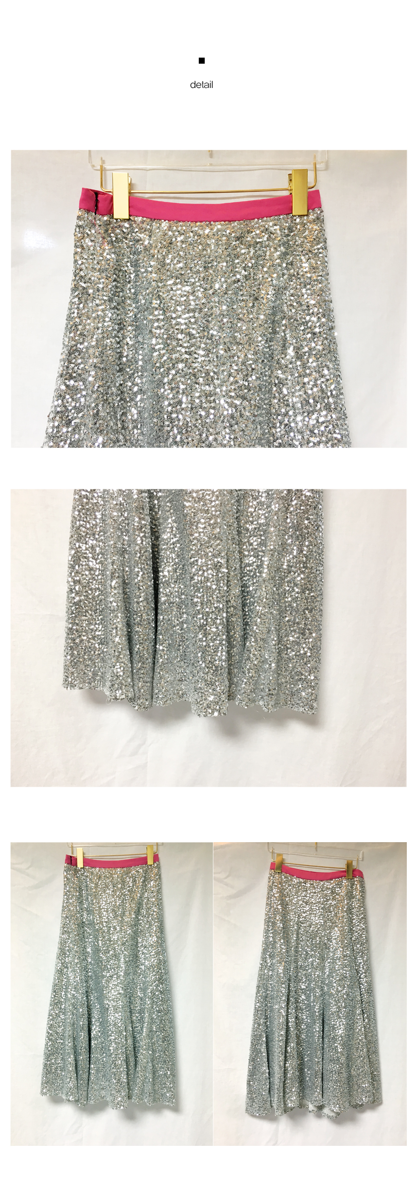 Spangle Long Skirt Point Look Flare Silver skirt f