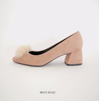 Mink fur suede pumps midsole 5cm 3color women 20s 