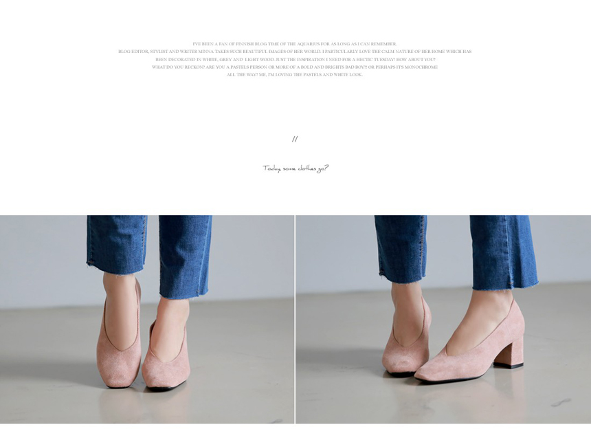 Square-heeled gloves Suede pumps 6cm Shoes Luxurio