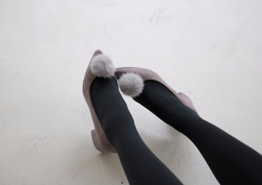 Mink fur suede pumps midsole 5cm 3color women 20s 