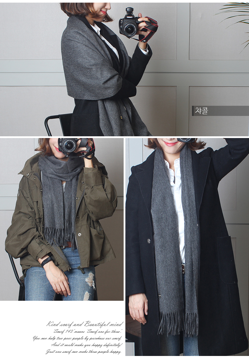 Plain cashmere wide muffler shawl luxury gift 30 l
