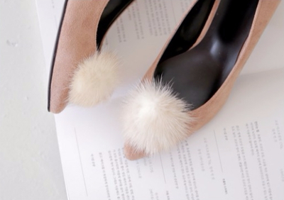 Mink fur suede pumps midsole 5cm 3color women 20s 