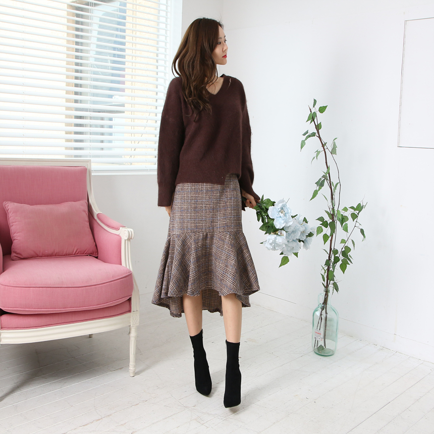 Checked Mermaid Unavailable Fall Winter Woolen Loo