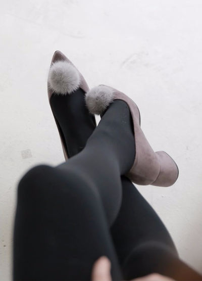 Mink fur suede pumps midsole 5cm 3color women 20s 