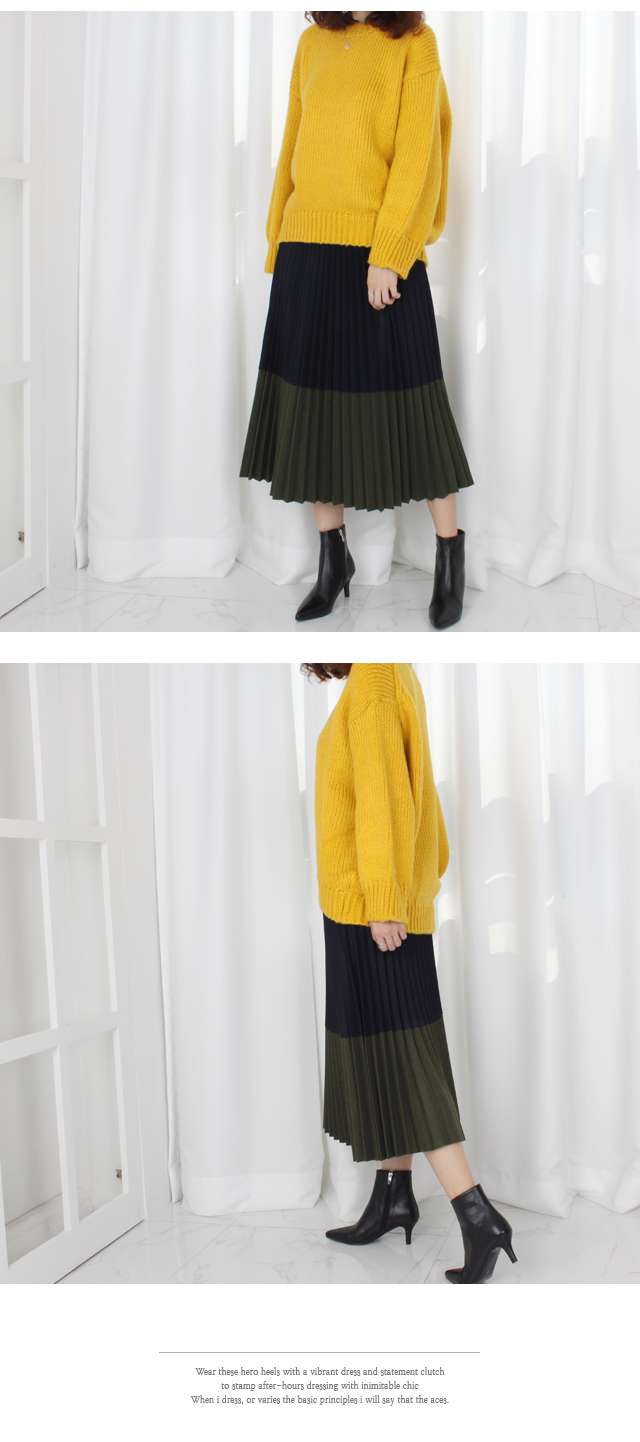 Woolen pleated pleats Bending Long skirt Winter fl