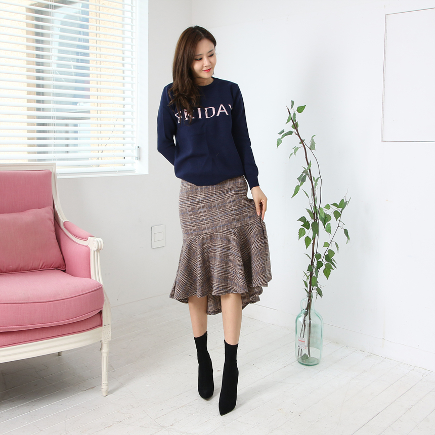 Checked Mermaid Unavailable Fall Winter Woolen Loo