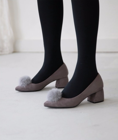 Mink fur suede pumps midsole 5cm 3color women 20s 