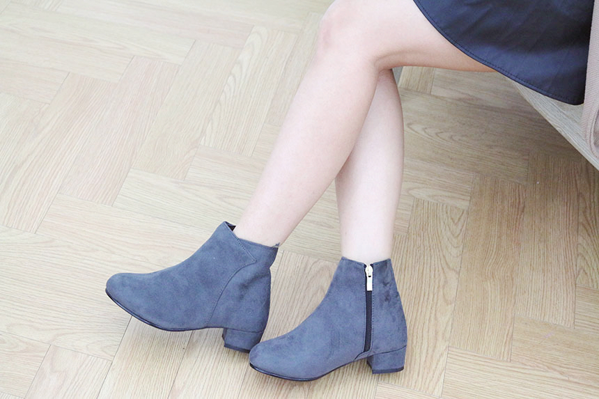 Bean shoe suede angle boots color 2.5 cm sweet and