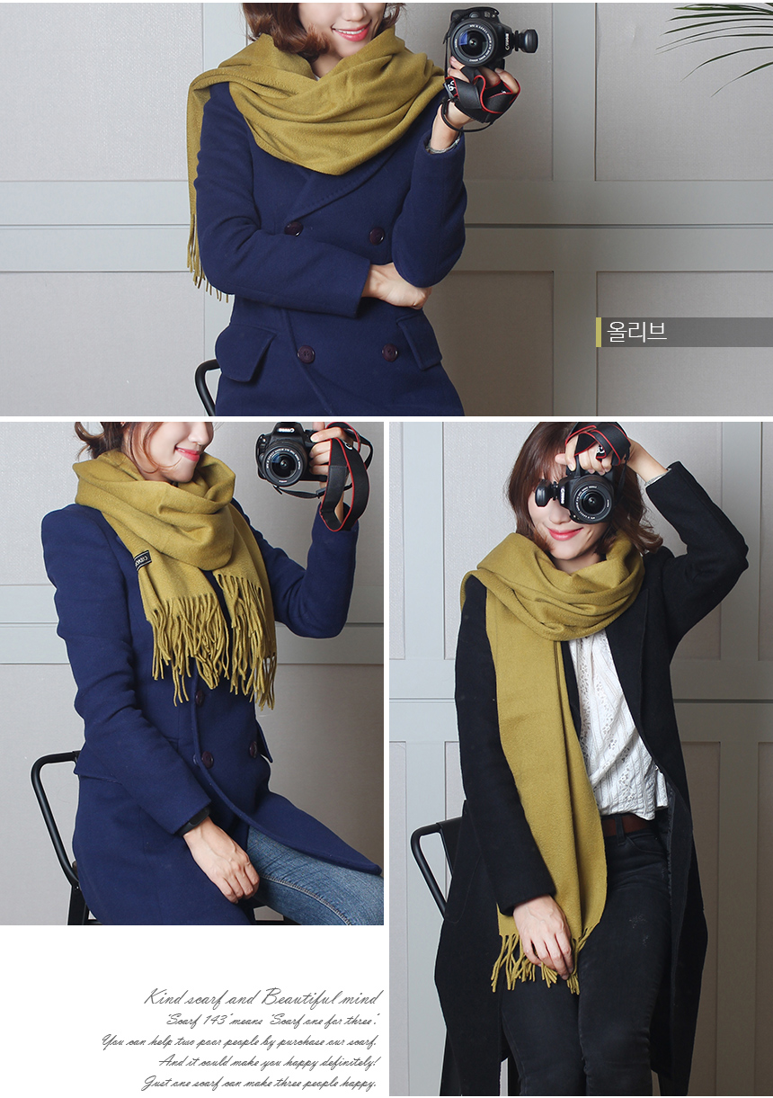 Plain cashmere wide muffler shawl luxury gift 30 l