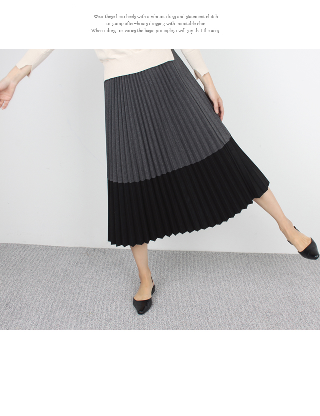 Woolen pleated pleats Bending Long skirt Winter fl