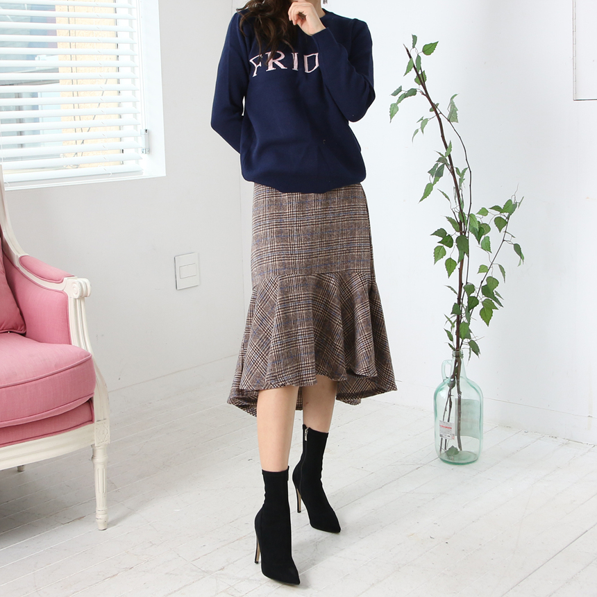 Checked Mermaid Unavailable Fall Winter Woolen Loo